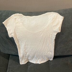 John Galt White basic scoop neck